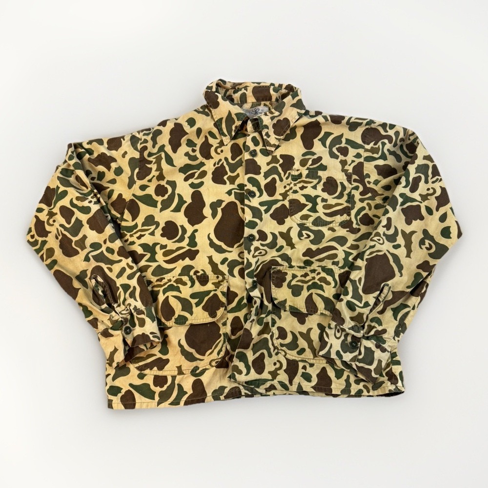 Vintage Black Sheep Men's L Camo Button Up Hunting Shirt Duck Deer Bear Flawed
